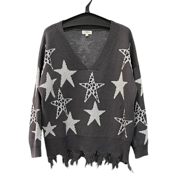 Umgee A-Frayed the Stars Are Yours Sweater Size Small Oversized - Picture 2 of 7